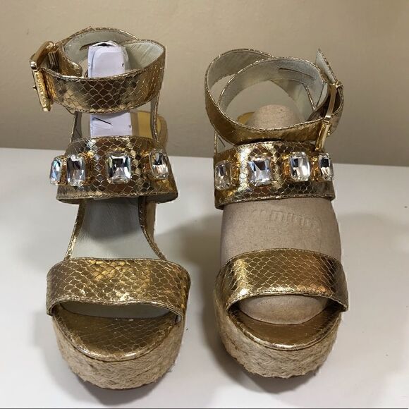 MICHAEL KORS Lynn Ankle Strap Wedge Espadrille 9.5 - Picture 1 of 16